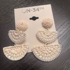 ON 34TH Fan Earrings Missing Pearls
